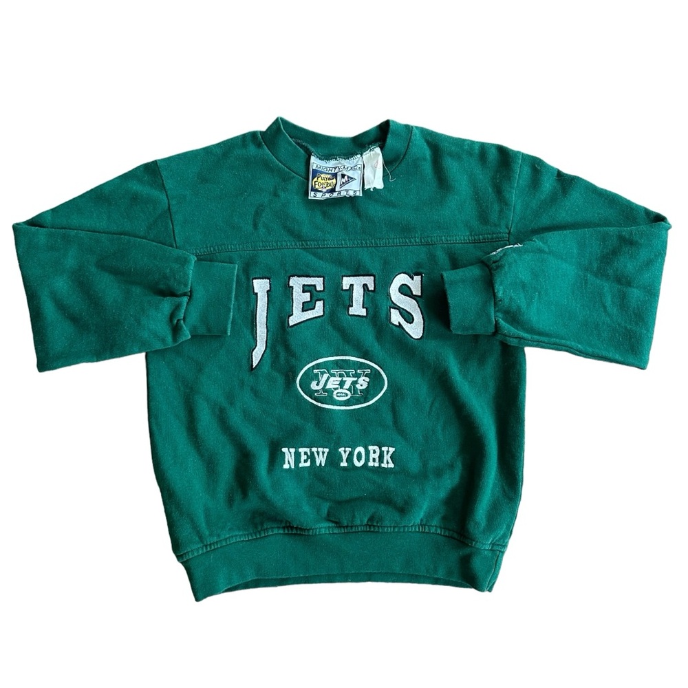 Vintage 90s Mighty Mac NFL NY Jets Crewneck Sweatshirt YOUTH UNISEX MEDIUM